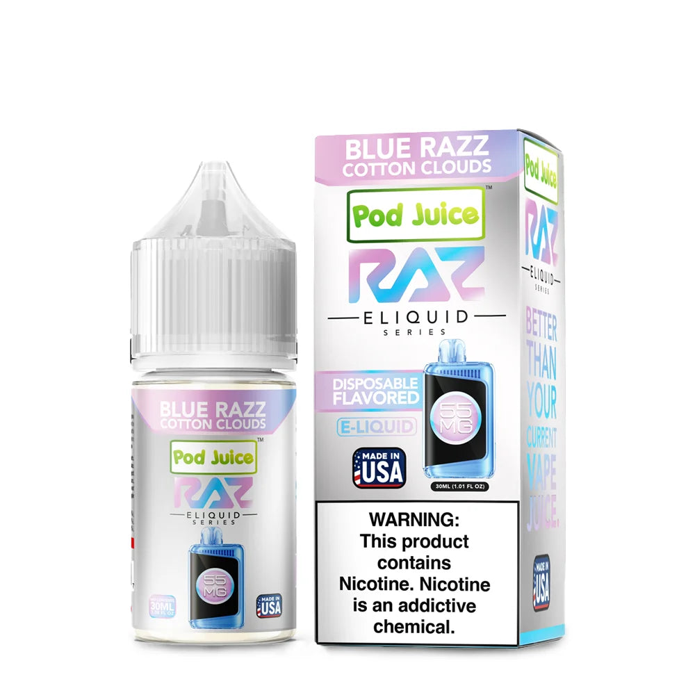 Pod Juice x RAZ Salts - Blue Razz Cotton Clouds 30mL
