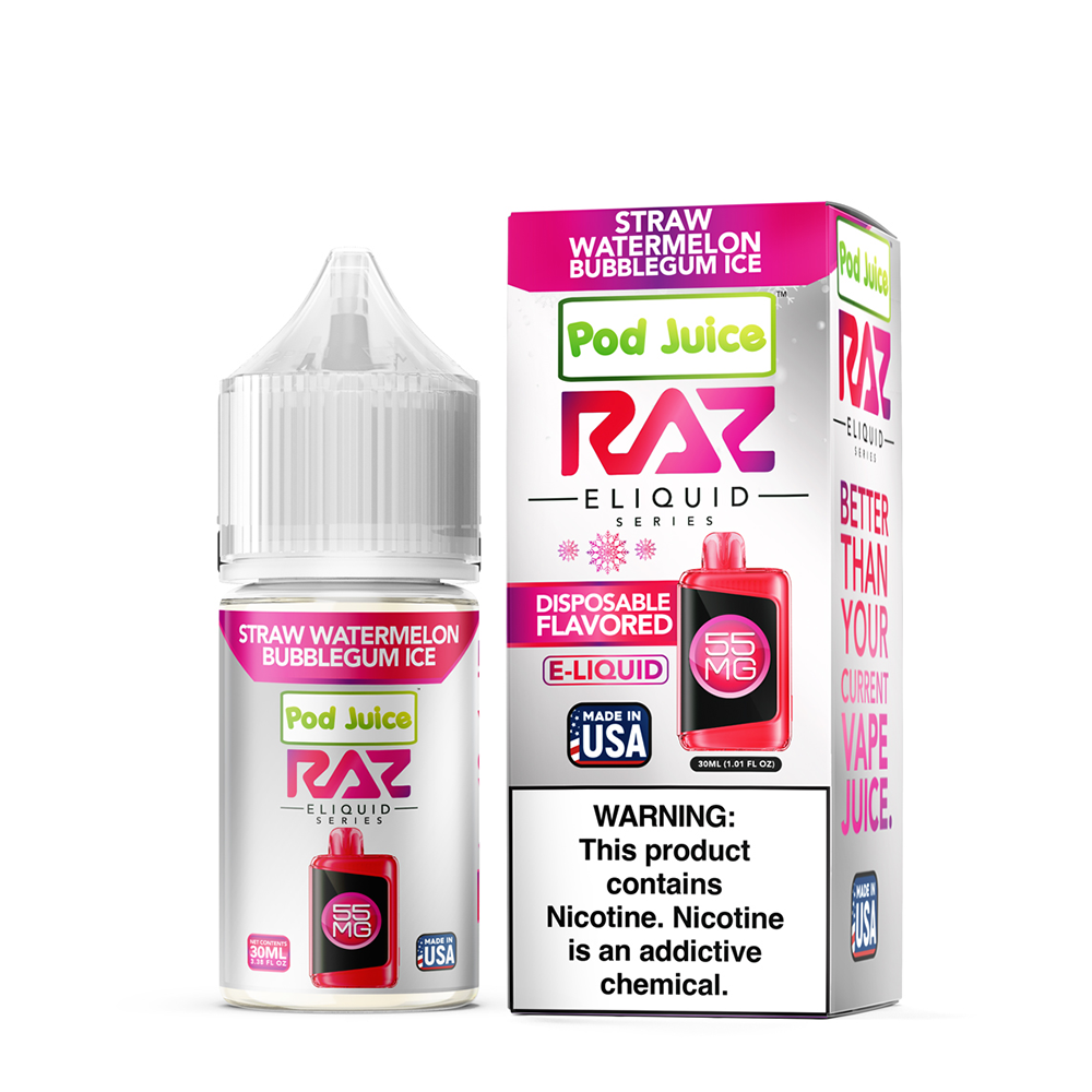 Pod Juice x RAZ Salts - Straw Watermelon Bubblegum Ice 30mL